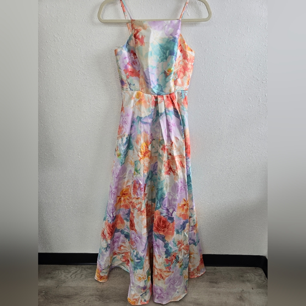 Crystal Doll NWT Cami Formal Floral Satin A-Line Dress Sz 1